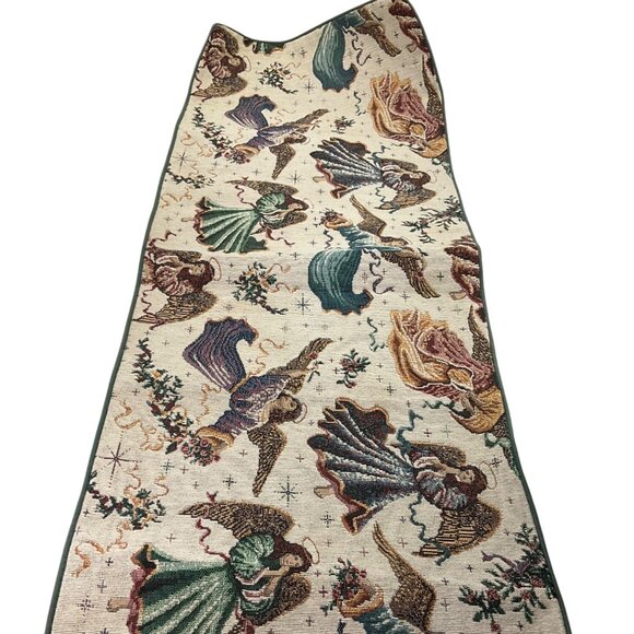 Vintage Christmas Angels Tapestry Table Runner 35" Made USA Christmas - Picture 6 of 11